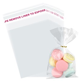 Lemicin 200Pcs Cookie Bags Self Sealing Cellophane Bags 4x6 Inches Plastic Resealable Clear Treat Bags with Twist Ties for Cookies Party Favors Bag