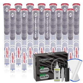 KINGRASP Premium Rubber Golf Grips 13 Pack, Anti-Slip，Super Stability,Cord Rubber, Golf Club Grips,Standard/Mid Size/Oversize, 13 Grips with All Kits