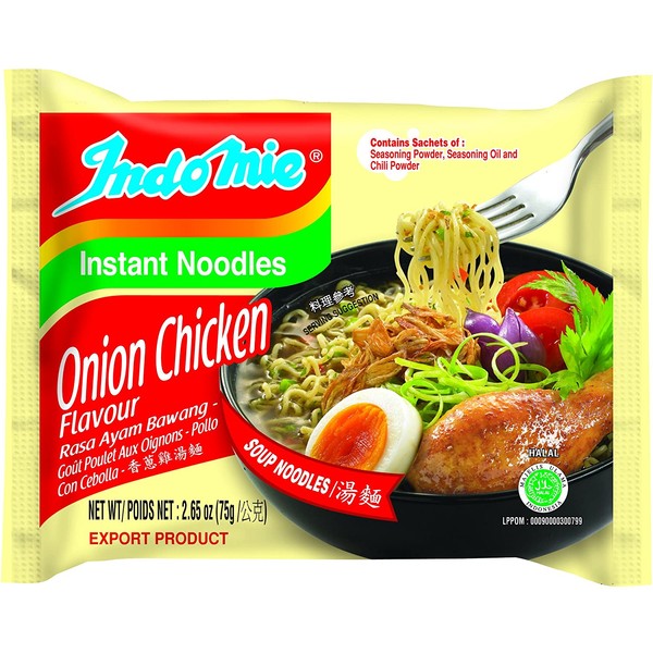 Indomie Instant Noodle Soup Onion Chicken (Ayam Bawang) Flavor 2.65 oz (30 packs)