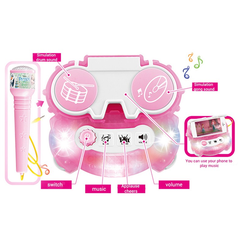 Kids Karaoke Machine with Double Microphones Adjustable Stand Music Play