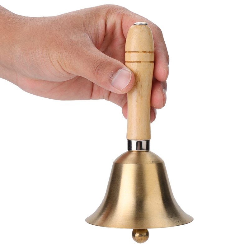 Hand bell, table bell with wooden handle, hand bell, classic