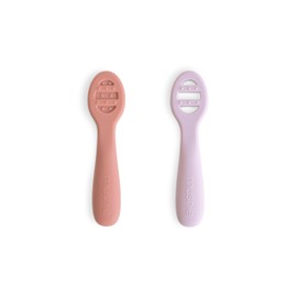 mushie Silicone First Feeding Baby Spoons | 2 Pack (Rose/Soft Lilac)
