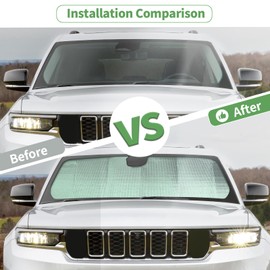 JeCar Windshield Sun Visor Foldable Sunshade Aluminum Foil Sun Shield Interior Accessories Compatible with Grand Cherokee 2022+