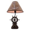 DWK Captain's Destiny: Nautical Ship's Wheel Resin Table Lamp with