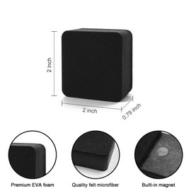 Dry Erase Erasers, IHPUKIDI 48 Pack Magnetic Whiteboard Dry Eraser Chalkboard Cleansers for Classroom, Home and Office (Black 2 x 2 Inch）
