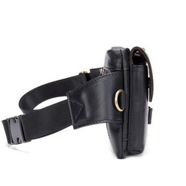 NIUCUNZH - Riñonera de piel de vacuno (ajustable), Negro, Pequeño