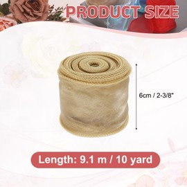 PATIKIL 60mm Wide Wired Chiffon Ribbon, 9.1m Sheer Wired Organza Ribbon Fishtail Yarn Gift Ribbons for Crafts Gift Wrapping Floral Bouquet,Gold