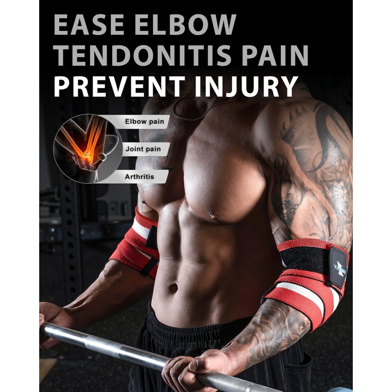 kcross Elbow Wraps for Weightlifting, 47" Strengthening support Elbow Sleeve