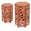 Accent Contemporary Outdoor Hexagonal Antique Orange Iron Accent Tables (Set