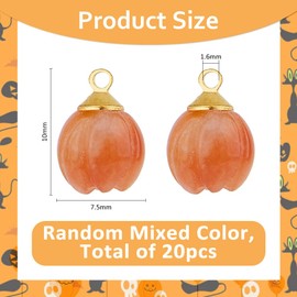SUPERFINDINGS 20Pcs Natural Jade Stones Charms Pumpkin Design Dangle Charms Autumn Mixed Colors Ball Round Exquisite Pendants Charms for Jewelry Making Bracelet Earrings Charms 10x7.5mm
