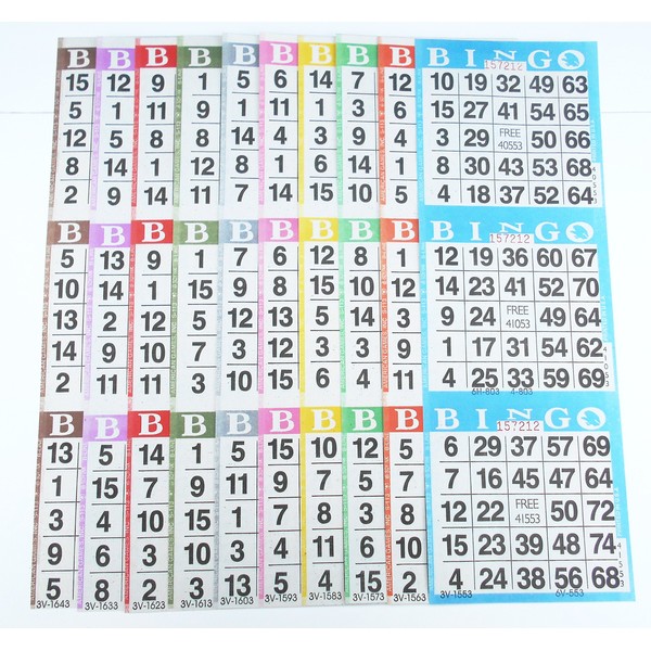 SmallToys Bingo Paper Game Cards - 3 Cards - 10 Sheets - 100 Books - 4 Inch by 12 Inch Size Disposable Sheet - Made in USA