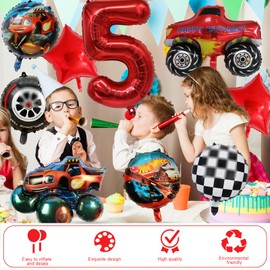 Auto Luftballons Geburtstag Deko 5 Jahre Junge- Hot Whels Geburtstagsdeko 5 Jahr Wheels Ballon 5. Geburtstag Deko Car Happy Birthday Folienballons Kindergeburtstag für Kinder Racing Party Supplies