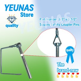 1/2" x 3-1/2" Square Safety Coupler Pins, Square Locking Pins, Safety Locking Pins, Square Trailer Pin Buckles, Iron Fence Pins, Cage Door Axle Locking Pins (3 Pack)