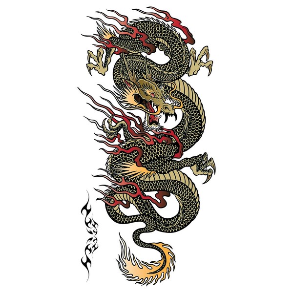 Supperb® Temporary Tattoos - Blue Dragon on Fire Ii