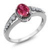 Gem Stone King 925 Sterling Silver Pink Tourmaline and White