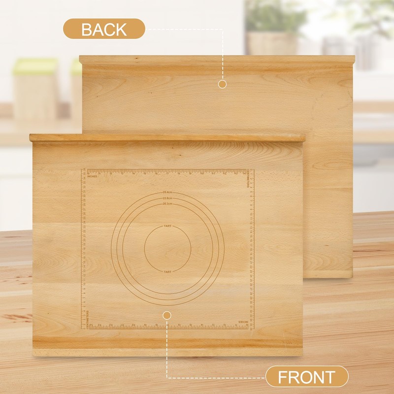 SoeKoa Reversible Wood Pastry Board, 20"X24"Kneading Board, Pastry Board for