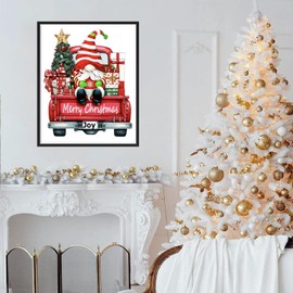 DIYDECORFUN Christmas Diamond Art Kits for Adults, Gift Truck Diamond Painting Kits, Merry Christmas 5D Diamond Dots Painting by Diamonds,Full Round Drill Gnome Gem Art for Wall Decor 12 x 16 Inches