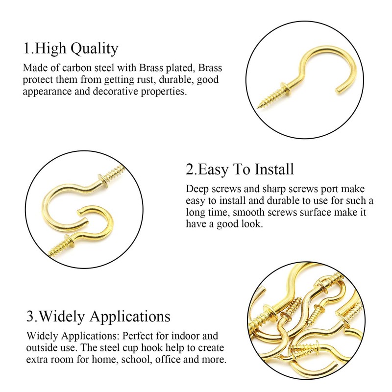 Cup Screw Hooks for Hanging, DYWISHKEY 136PCS 7 Sizes Cup
