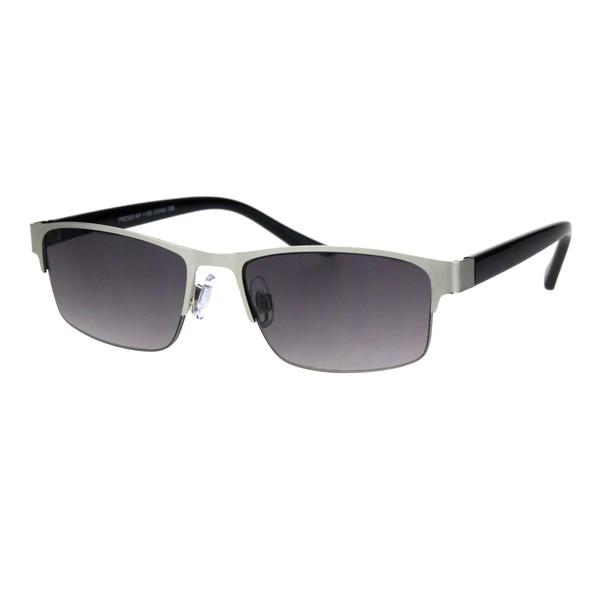 Multi Focus Progressive Reading Sunglasses 3 Powers in 1 Rectangle Silver +1.5