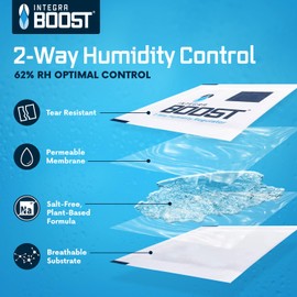 Integra Boost 2-Way Humidity Control Pack - Preserve Flavor & Control Humidity at 62% RH - Moisture Absorber for Herbs, Spices & More - 4 Gram (Pack of 6)