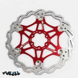Newgoal Bicycle Disc Brake Disc, Bicycle Brake Disc Mountain Bike Floating Brake Disc Center Lock Bicycle Accessories (Red 203mm)