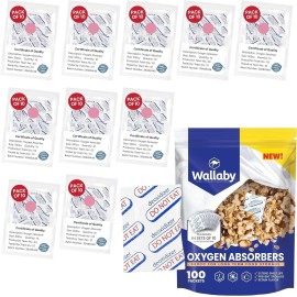 Wallaby 100 Pack 500cc Oxygen Absorbers Food Safe for Mylar Bags, Storage, Canning
