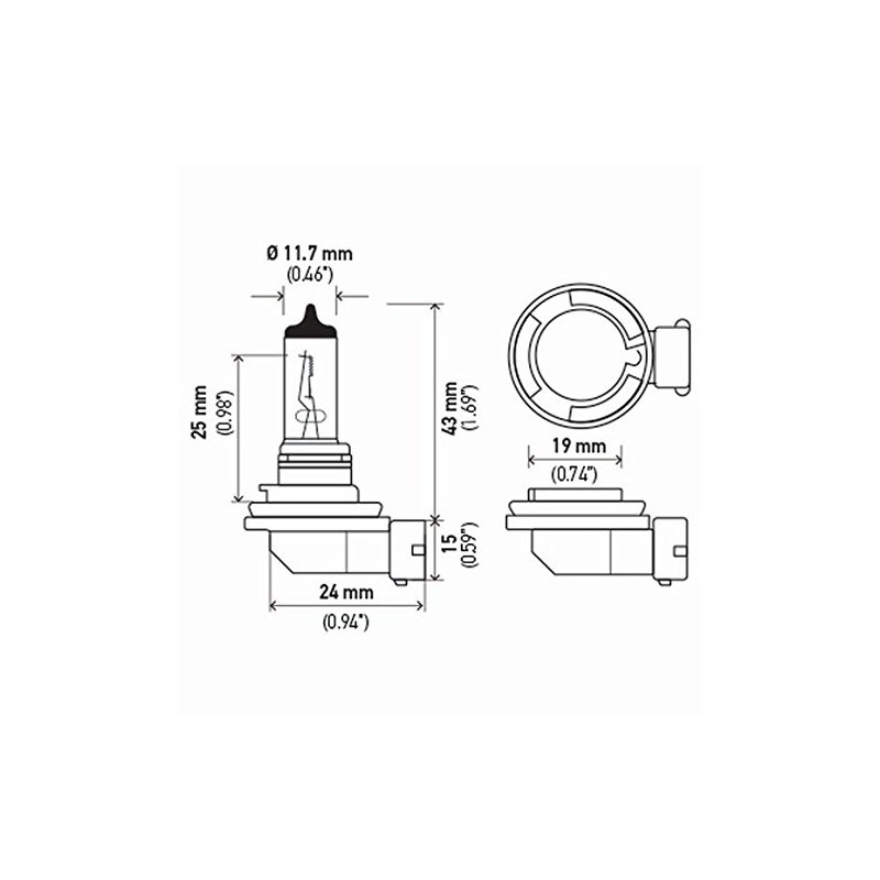Hella H11B Foco Halógeno Estándar H11B, 12V, 55W para Vehículo