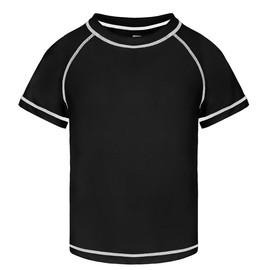 Csqtongan Boys' Swimming Shirt UV Shirt Swimming Top Swimming Shirt Kids Short Sleeves Rash Guard Swimwear Quick Dry T-Shirt, black, Ages 12 - 13