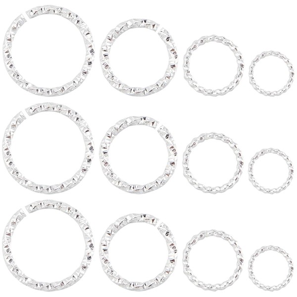 SUNNYCLUE 1 Box 160Pcs 3.5/6/7.5/10mm Textured Jump Rings Small Open