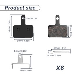 PHMING Pack of 12 Bicycle Brake Pads, Bicycle Disc Brake Pads with Cotter Pins and Spring, Bicycle Brake Pads, Fast Heat Dissipation, Compatible with Shimano C501 M575 M525 M475 M447 M446 M416