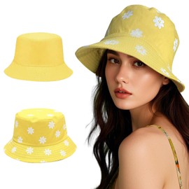 Bucket Hats for Women Man Cute Sun Beach Fisherman Hats (US, Alpha, One Size, Yellow)