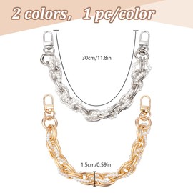 FREEBLOSS 2pcs Purse Chain Short Strap Short Bag Strap Bead Bag Chain Bag Strap Extender Replacement for DIY Bag Making Chains for Handbags DIY Purse Handles for Handbags Bead Chain Strap with Buckles