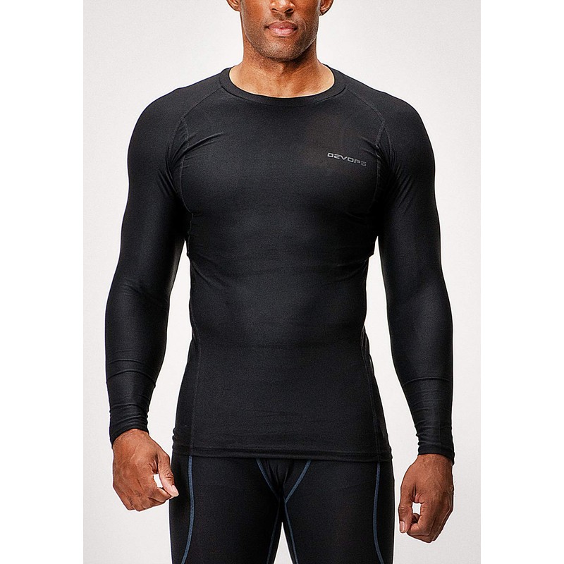 DEVOPS 3 Pack Men's UPF 50+ Long Sleeve Compression Shirts