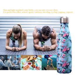 QXuan Stainless Steel Water Bottle, 500 ml, Vacuum Insulated Thermos Flask, Double-Walled Sports Insulated Flask for Children, School, Office, Bicycle (C10)