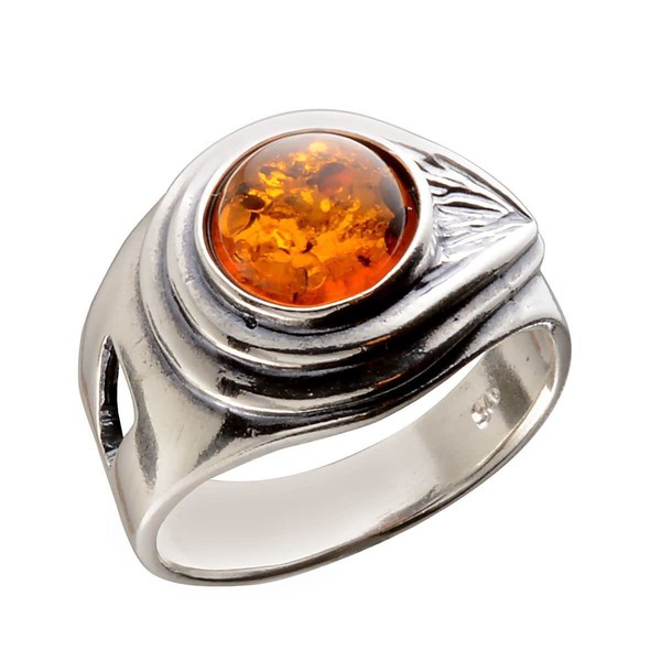 HolidayGiftShops Sterling Silver and Baltic Honey Amber Ring Hannah, Baltic