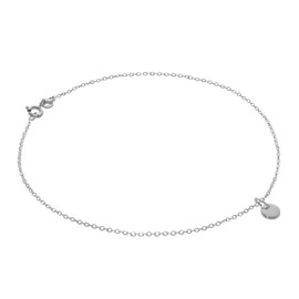 jewellerybox Sterling Silver Mini Round Tag Belcher Anklet - 10 Inches