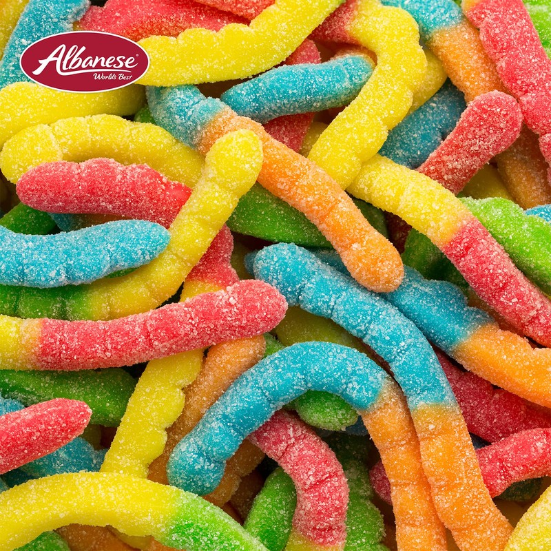 Albanese Candy, Sour Large Neon Gummi Worms, 4.5-pound Bag