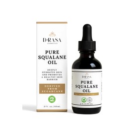 DRASA Cosmetics Pure Squalane Oil Moisturizer with 100% Sugarcane Derived Squalane for Face, Body, Skin and Hair - Face Oil 2 fl. oz.