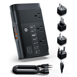 DOACE 500W Pure Sine Wave Voltage Converter, 220V to 110V European Travel Plug Adapter Converter, International Travel Transformer for US to Most Europe，UK, AU, EU, IT with 3 US Outlets & 4 USB, BLACK