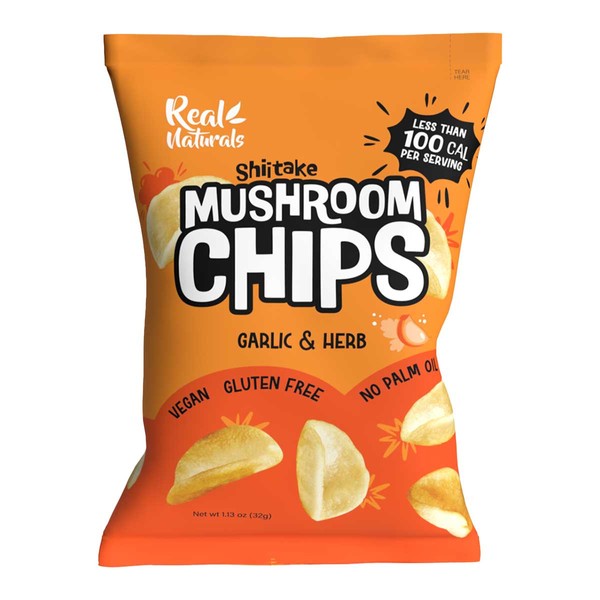Real Naturals Shiitake Mushroom Chips - Garlic & Herb -