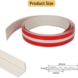 PVC-Einfassung, 5 m, für Fliesen, Boden, Badezimmer, Türrahmen, Arbeitsplatten, selbstklebende Innen- und Außeneckleiste, Bodenübergangsstreifen, Dichtungsleiste, Möbelschutz, 60 mm (30 mm + 30 mm)