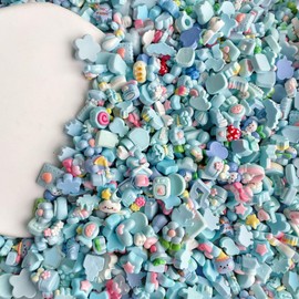 100Pcs Slime Charms Cute Set Mini Bulk Mixed Resin Charms Set Ornament Resin Flatback Craft for Scrapbooking Jewelry Making Hairpin Decors (Blue)