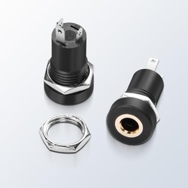 PNGKNYOCN 6pcs 3.5 mm Solder Socket for Panel Mounting, 3.5 mm 3-Pin Stereo Audio Video Socket for Panel Mounting, Solder Connection with Nuts