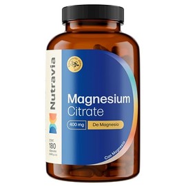Nutravia Citrato de Magnesio 400mg Suplemento - Esenciales Vitaminas para Mujer y Hombre - Alta Absorcin, Sin OGM Magnesium Citrate Minerales...      