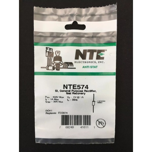 NTE574 - Si, General Purpose Rectifier, Fast Recovery 400V 1A