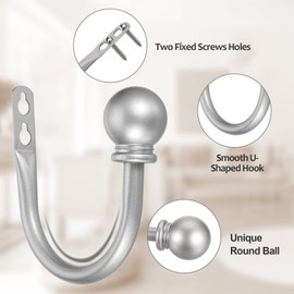 Sumnacon Juego de 2 soportes decorativos de metal para cortinas, para dormitorio, sala de estar, oficina, vienen con tornillos, color plateado