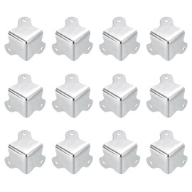 sourcing map 30x23mm Metal Box Corner Protectors Box Edge Guard Chrome Plating Silver Tone 24pcs