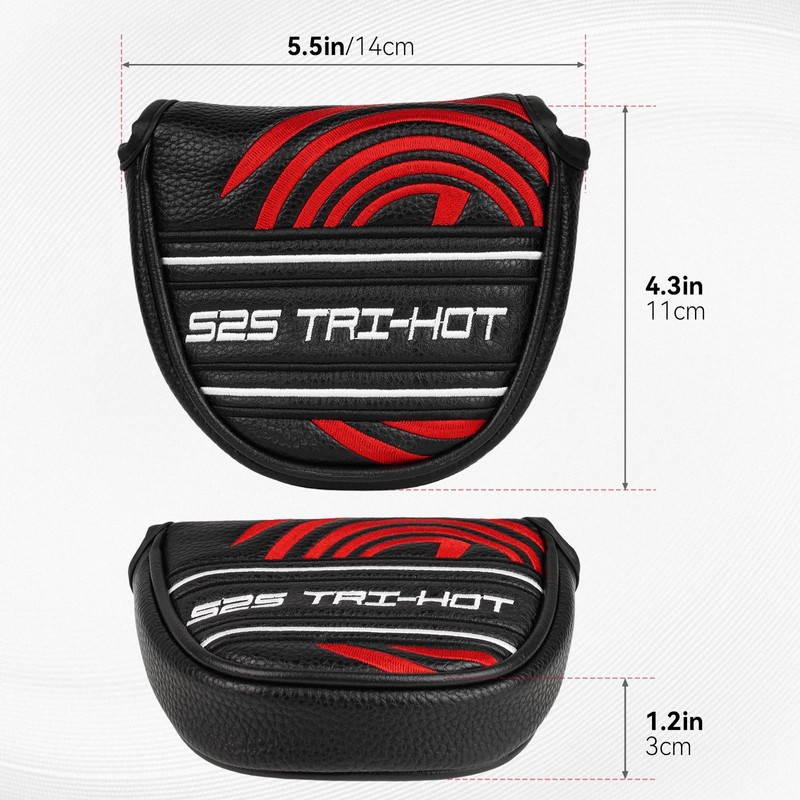 Putter Cover Mallet Center Shaft, Magnetic Closure Putter Headcover for