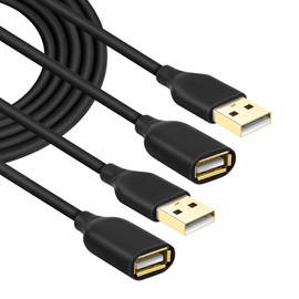 Costyle USB Extension Cable 10FT, 2-Pack USB 2.0 Type A Male to A Female Extension Cord USB Extender Cable Data Transfer Extended Charging Cable for USB Lights, Keyboard, Mouse, Printer (Black)