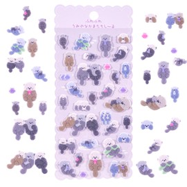 Cute Kawaii Otters Creature Stickers,Soft Flocked Felt 3D Stickers for Kids & Adults,Scrapbooking Decor